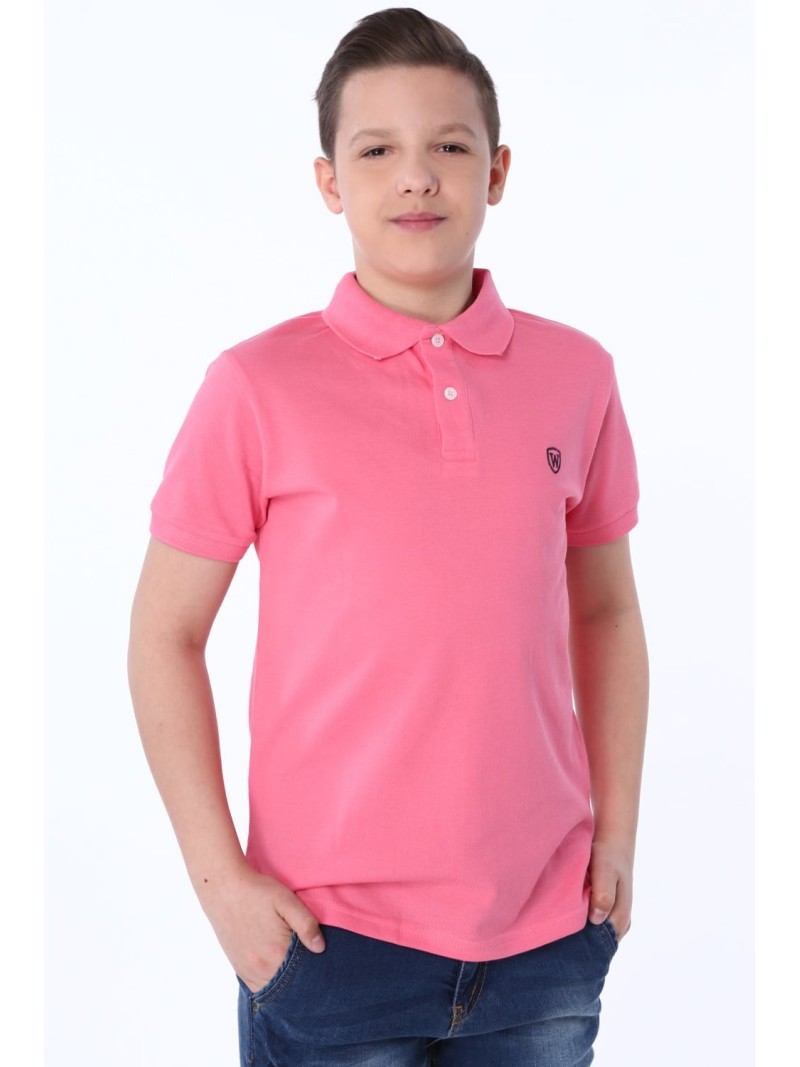 Polo shirt with a logo, pink NDZ8590 - Online store - Boutique